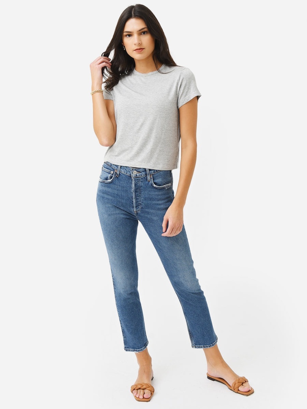 Agolde Women's Cropped Ankle Jeans in Medium Blue 26